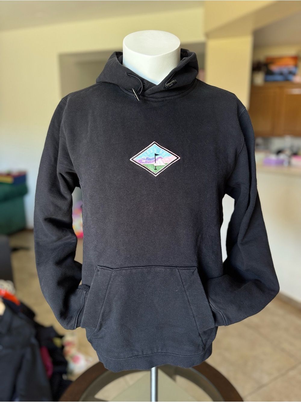 adidas Black Hooded Pullover with Mountain Diamond Patch